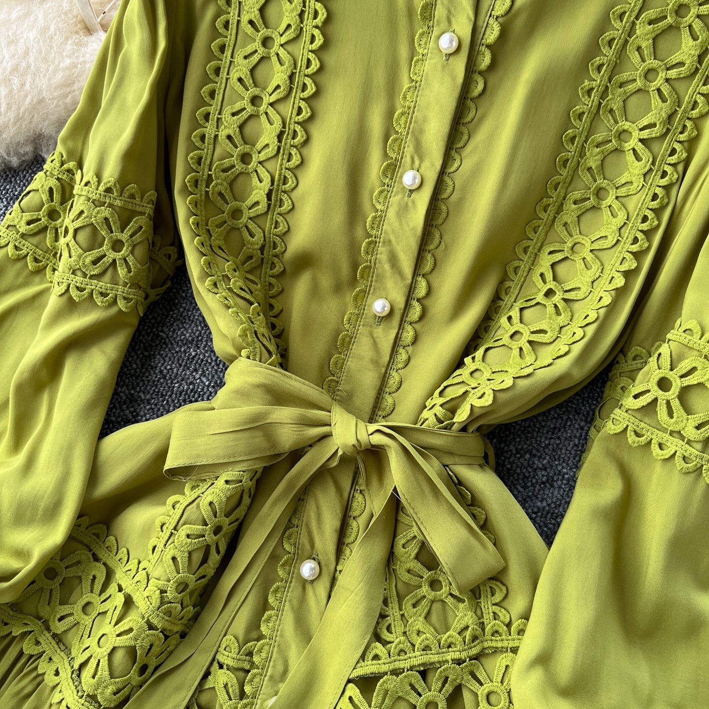 Retro Folkloric Lace Layered Dress