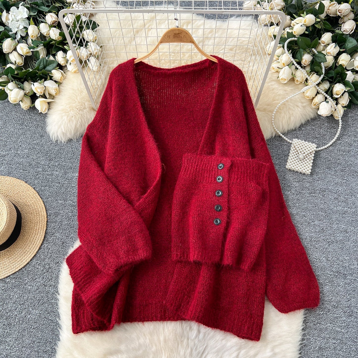 Tank Top&Loose-fit Cardigan 2Pcs