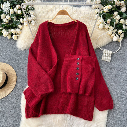 Tank Top&Loose-fit Cardigan 2Pcs