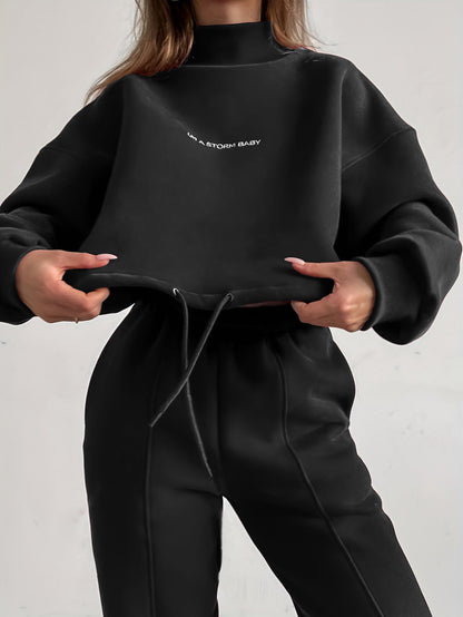Bedrucktes Sweatshirt und Hose, leger, 2-teilig