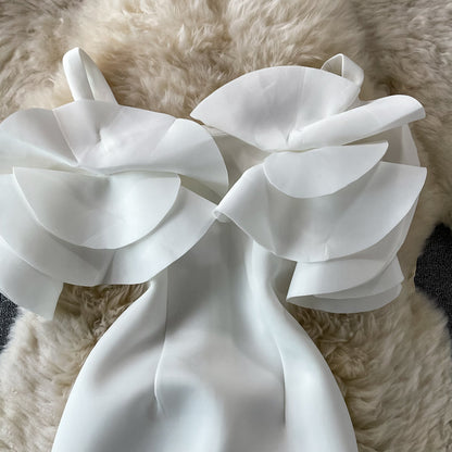 Ruffled Off-the-shoulder Bag Hip Dress