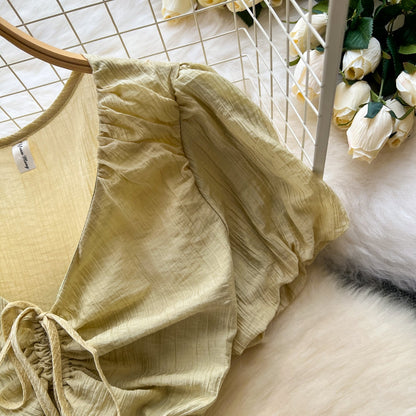 Robe en mousseline de soie à manches bouffantes et cordon de serrage Mori