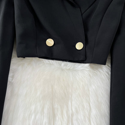 Black Blazer and Skirt Set Office Wear