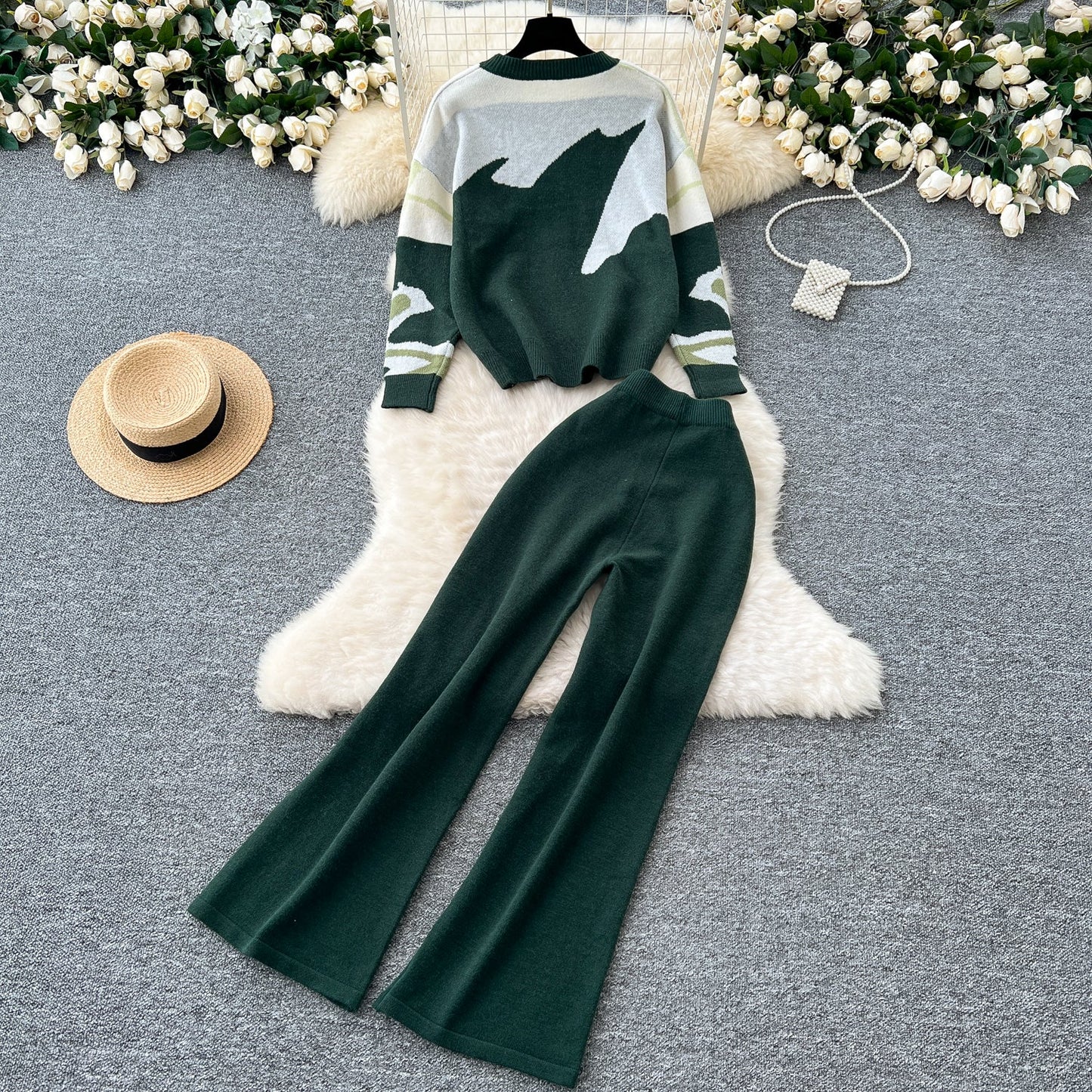 Asymmetric Block Knit & Relaxed Pant Duo