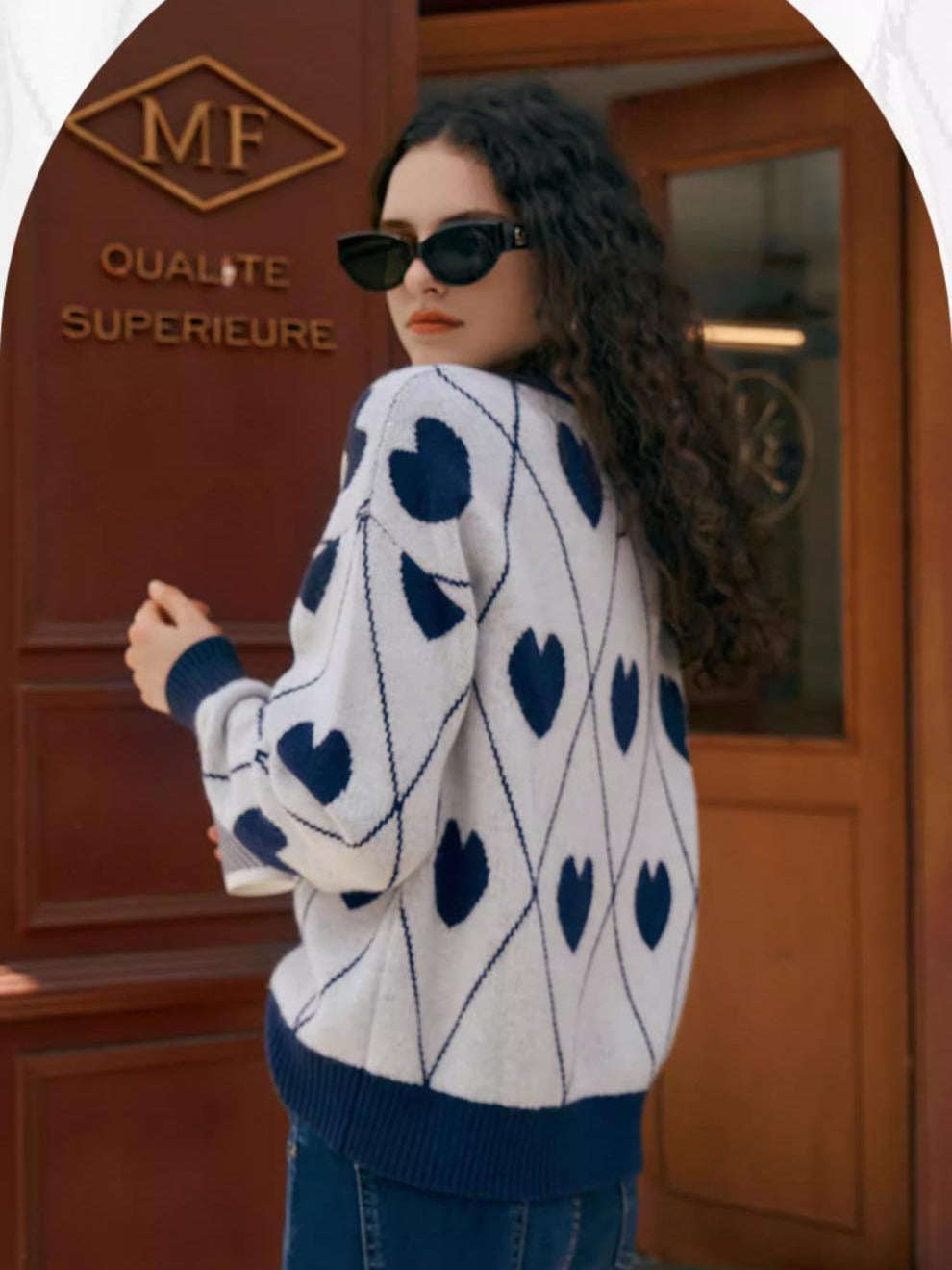 Sweet Heart-shaped Jacquard Knitwear