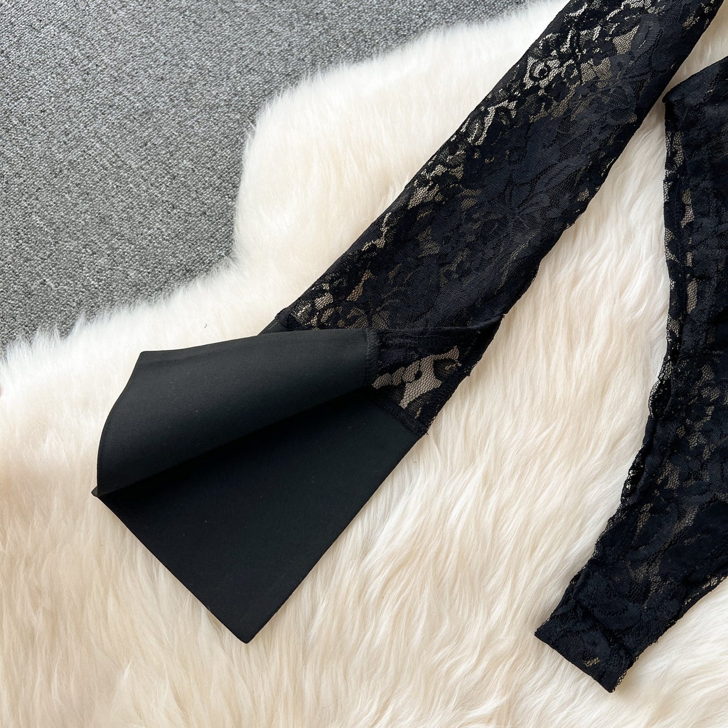 Designer Black Lace Jumpsuit & Trousers Set