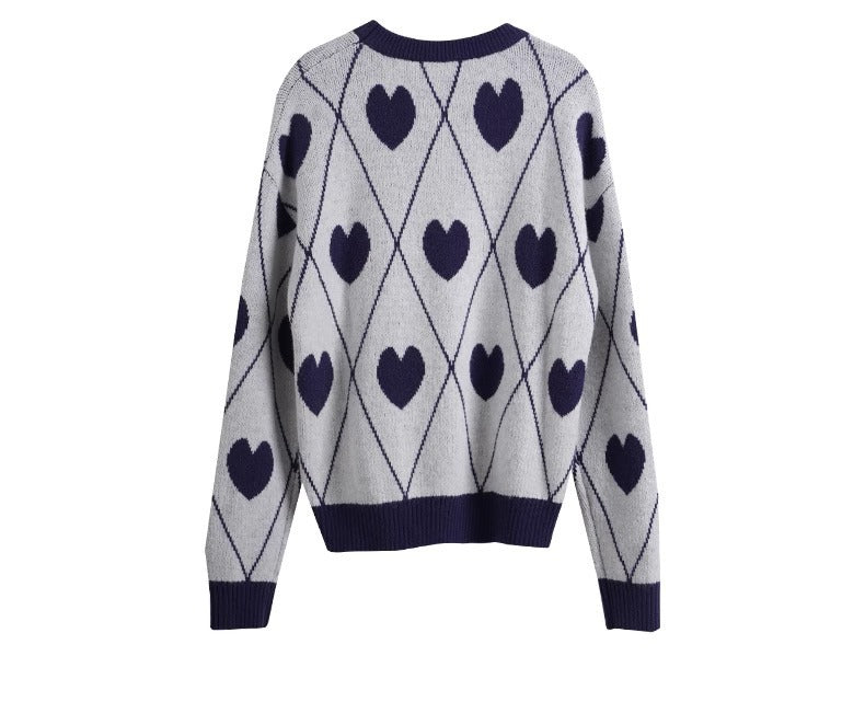 Sweet Heart-shaped Jacquard Knitwear