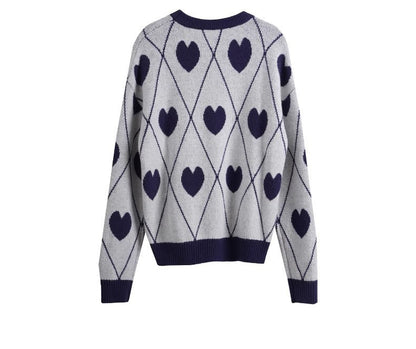 Sweet Heart-shaped Jacquard Knitwear