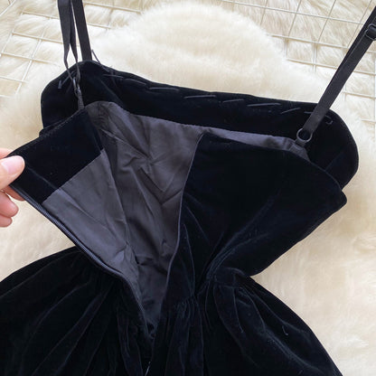 Square Neckline Black Slip Dress