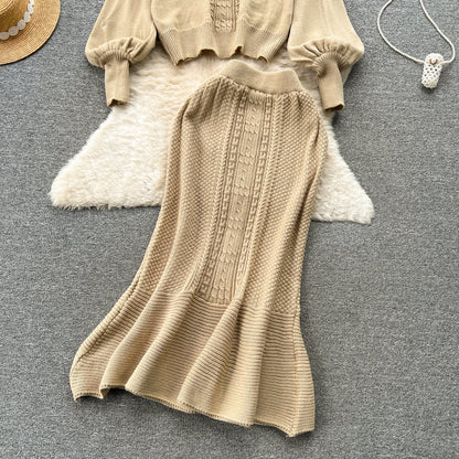 Ensemble torsadé 2 pièces pull et jupe sirène