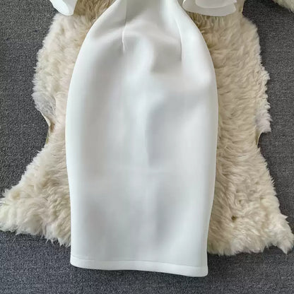 Ruffled Off-the-shoulder Bag Hip Dress