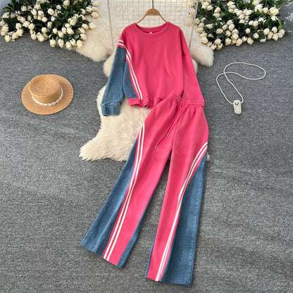 Leisure Wear Patchwork Denim 2Pcs