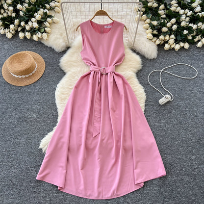 French Style Lace-up Sleeveless Dress