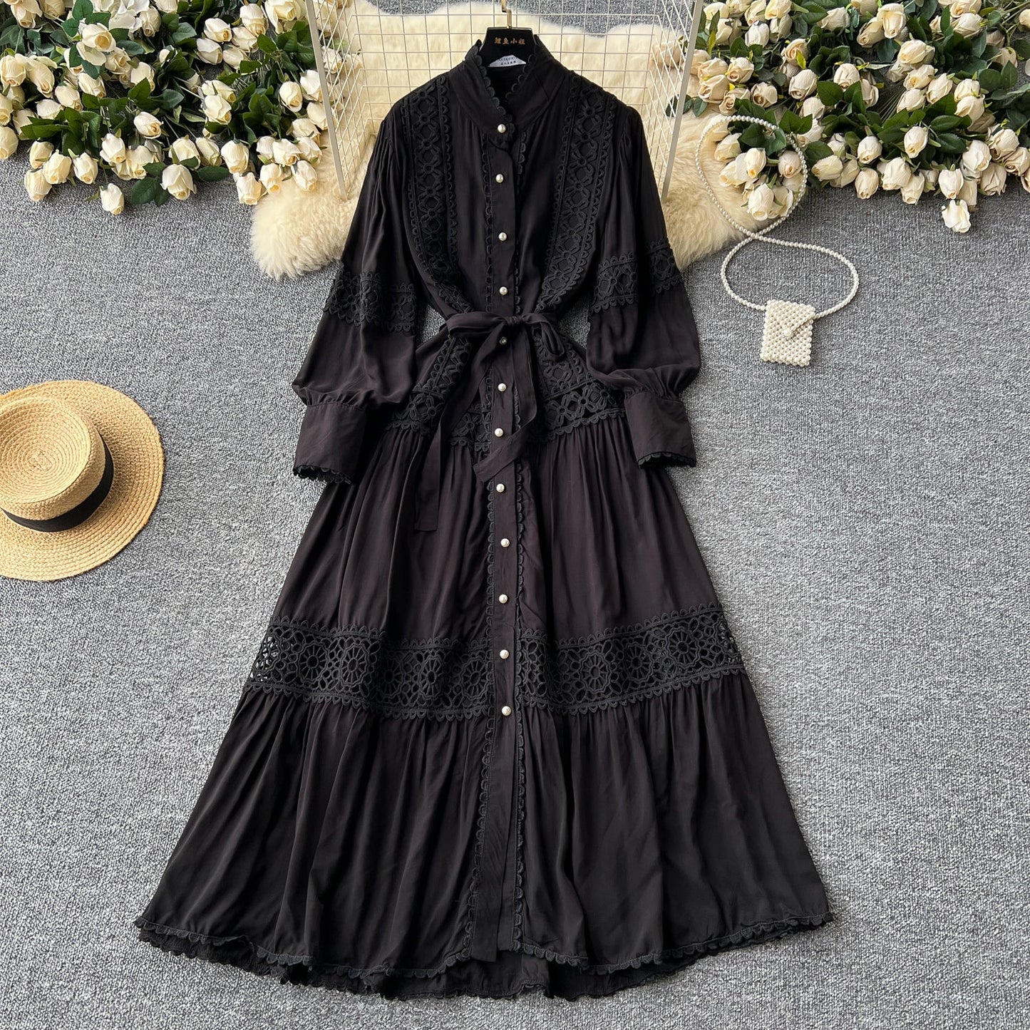 Retro Folkloric Lace Layered Dress
