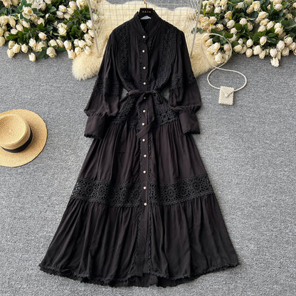 Retro Folkloric Lace Layered Dress