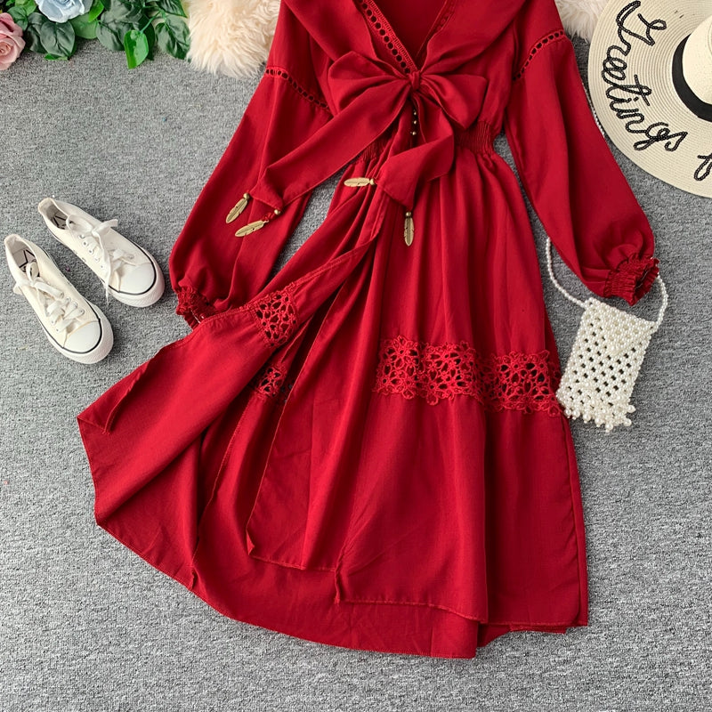 Contemporary Openwork Hooded Robe Dress