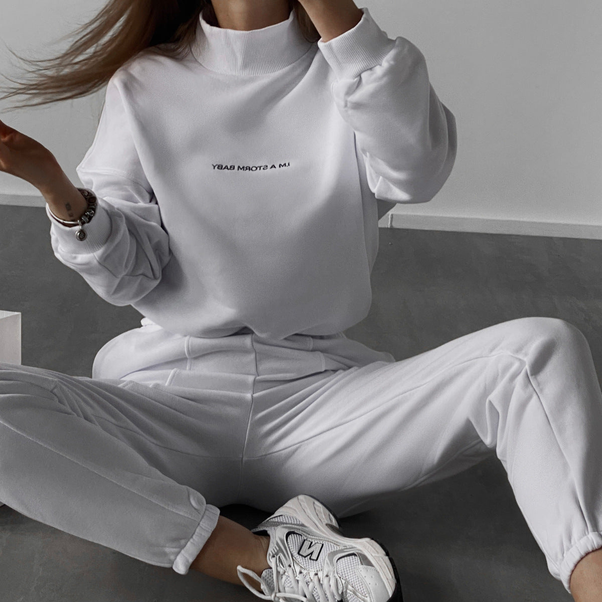Bedrucktes Sweatshirt und Hose, leger, 2-teilig