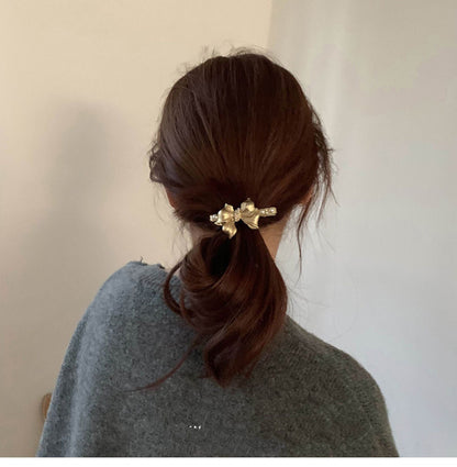 Delicate Alloy pearl Bow Hairpin