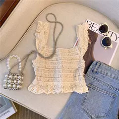 Chic Hollow Ruffled Camisole Top