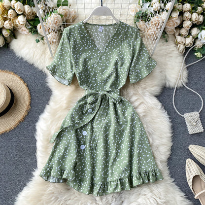 Chic Retro Polka Dot V-Neck Dress