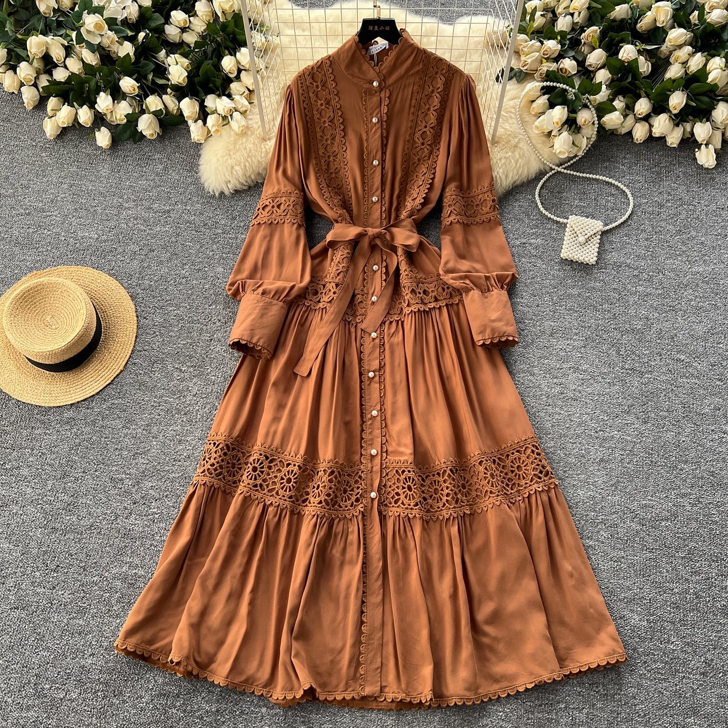 Retro Folkloric Lace Layered Dress