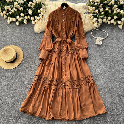 Retro Folkloric Lace Layered Dress