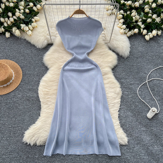 Vintage Cable-Knit Sleeveless Turtleneck Dress