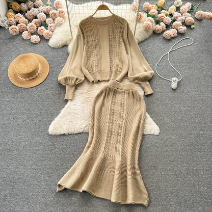 Ensemble torsadé 2 pièces pull et jupe sirène