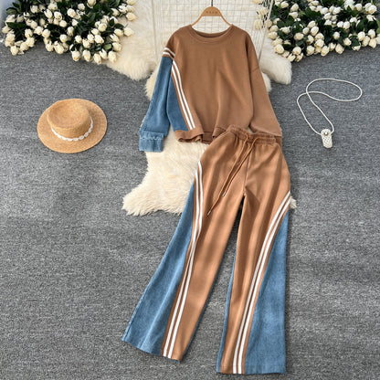 Leisure Wear Patchwork Denim 2Pcs