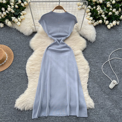 Vintage Cable-Knit Sleeveless Turtleneck Dress