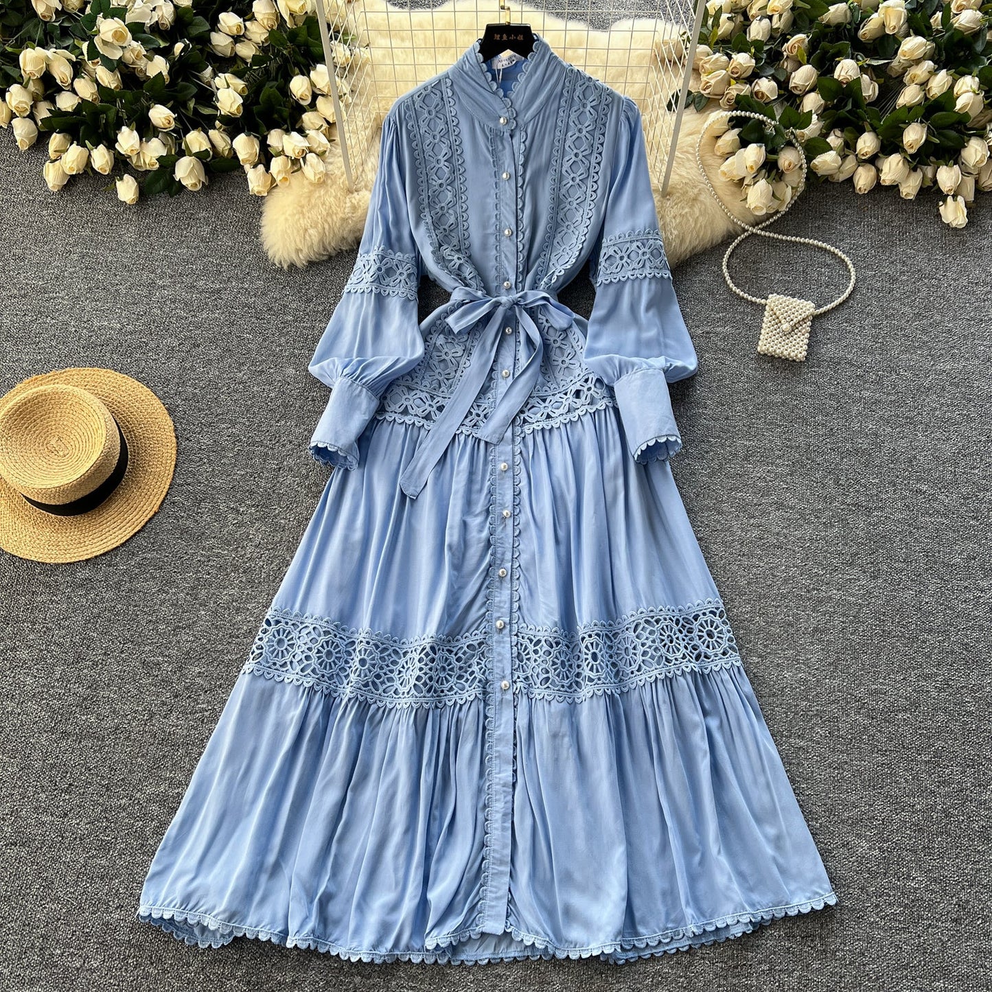 Retro Folkloric Lace Layered Dress