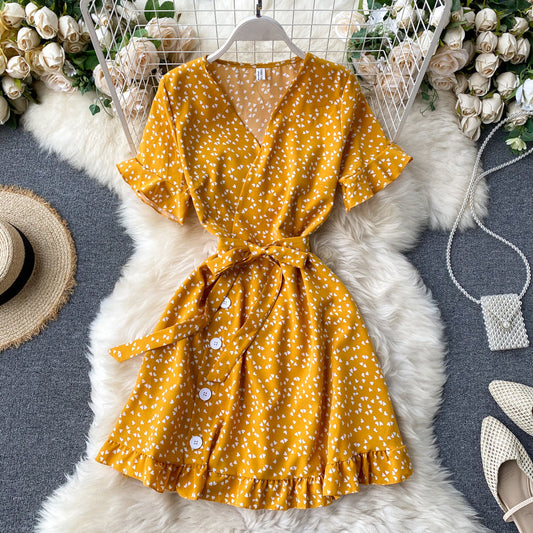 Chic Retro Polka Dot V-Neck Dress