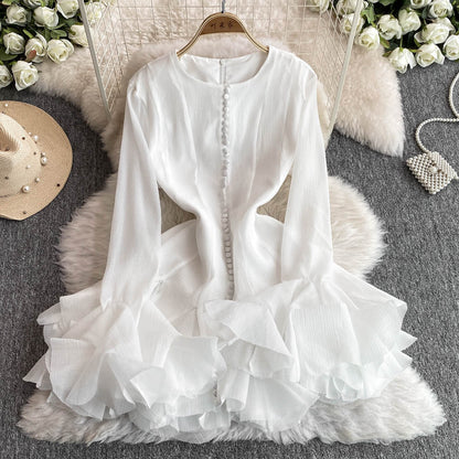 Round Collar Ruffled Pendulum Dress