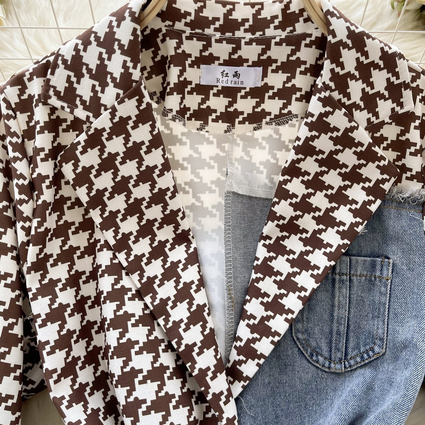 Chic Asymmetric Denim Patchwork Jacket