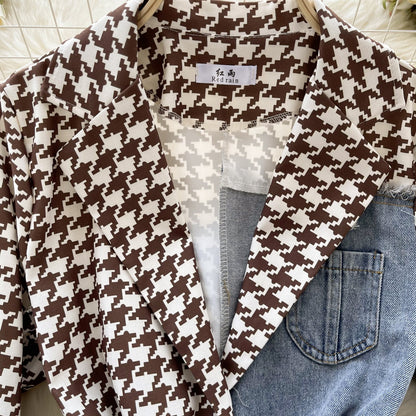 Chic Asymmetric Denim Patchwork Jacket
