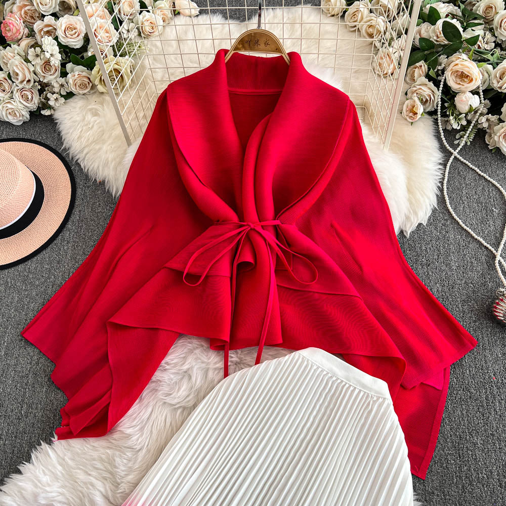 Thickened Cardigan&Gradient Skirt 2Pcs