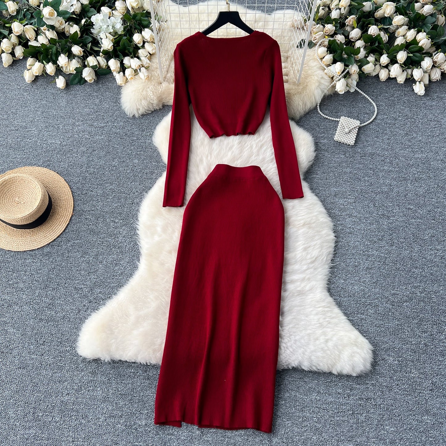 Knitwear&Half-body Skirt Knitted 2Pcs