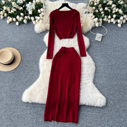 Knitwear&Half-body Skirt Knitted 2Pcs