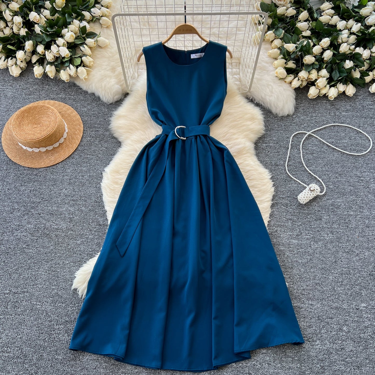 French Style Lace-up Sleeveless Dress