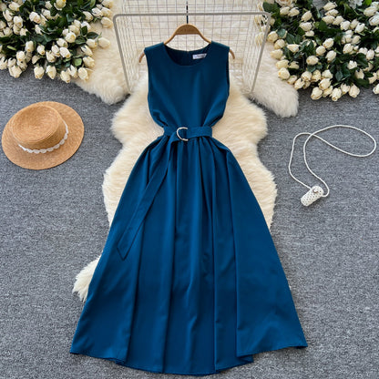 French Style Lace-up Sleeveless Dress