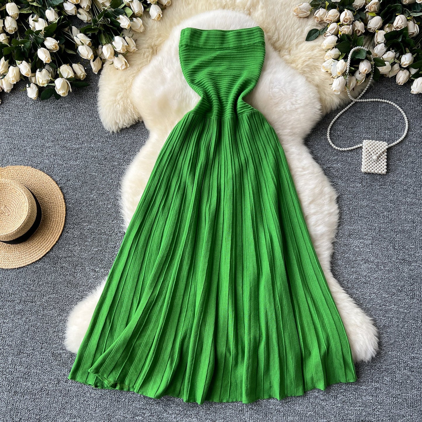 Emerald Off-Shoulder Silk-knit Dress