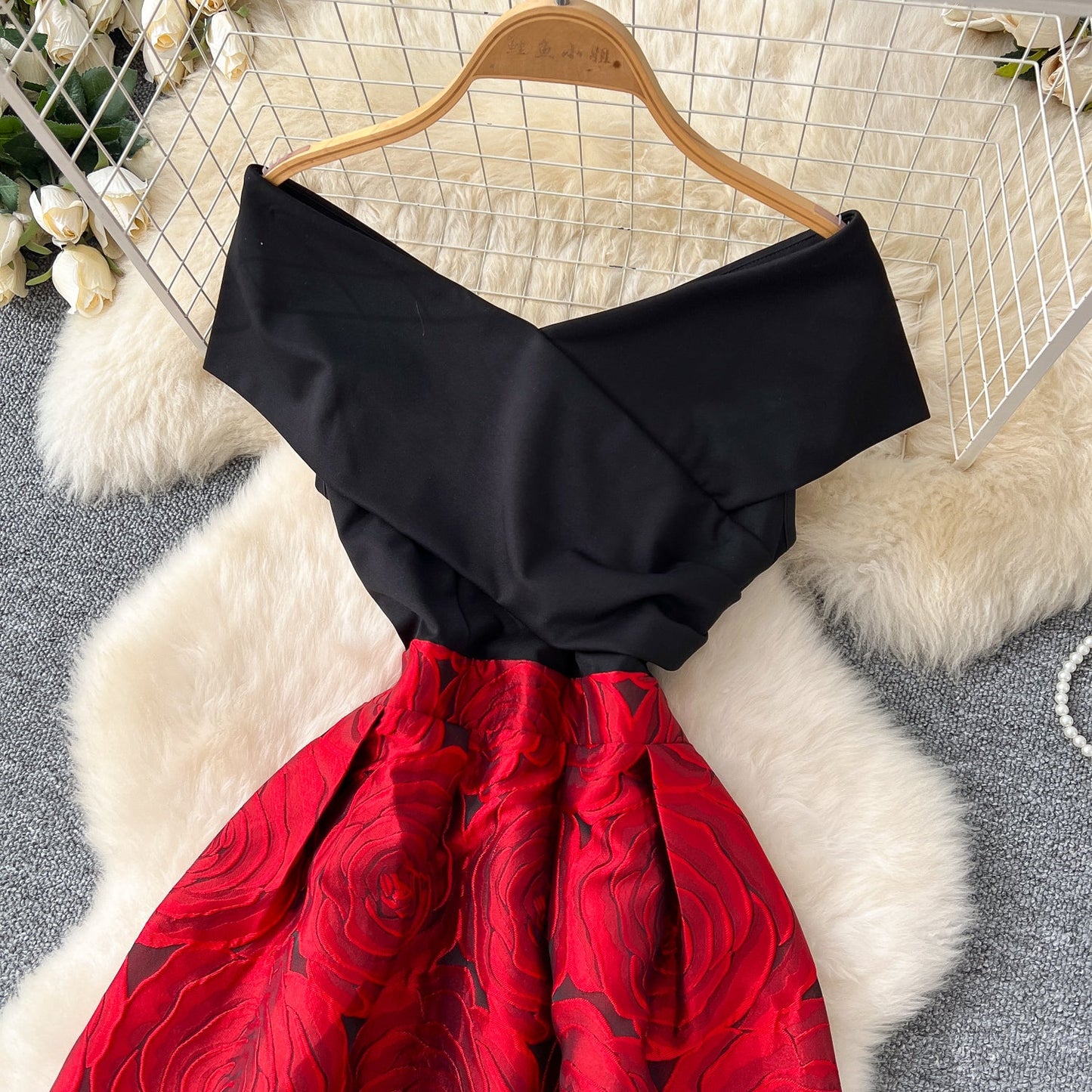 Jacquard Off-Shoulder Party Dress