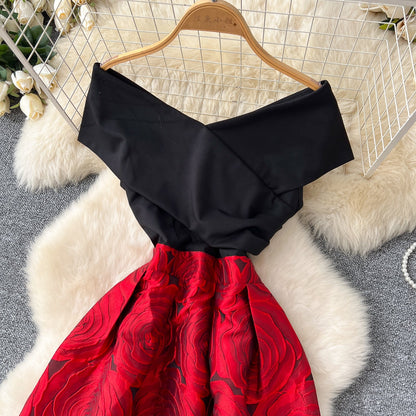 Jacquard Off-Shoulder Party Dress