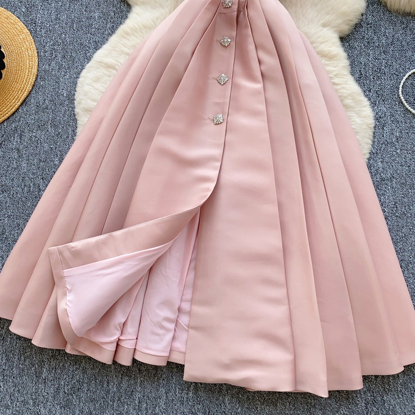 Elegant Pleated Slip Dress with Waist Belt