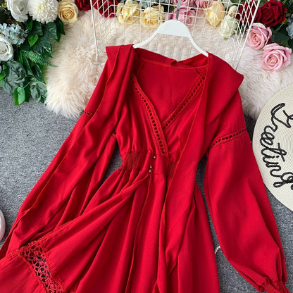 Contemporary Openwork Hooded Robe Dress