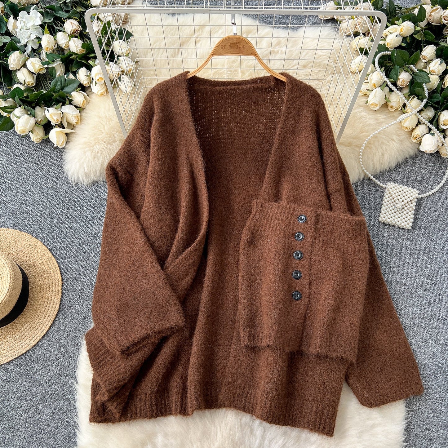 Tank Top&Loose-fit Cardigan 2Pcs