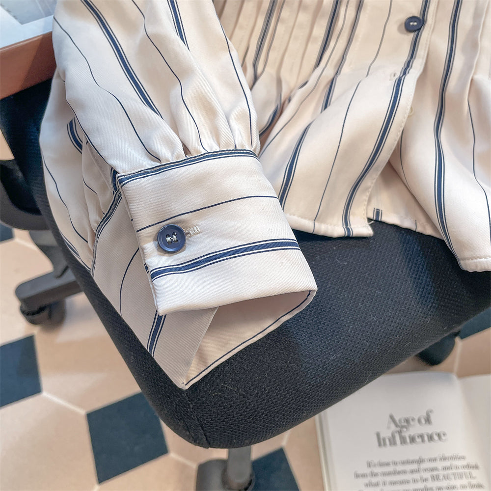Chemise imprimée rayures col marine