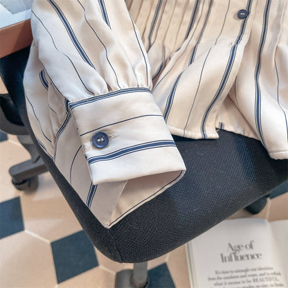Chemise imprimée rayures col marine