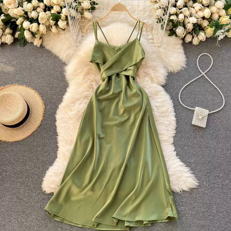 Elegant Cross V-Neck Dress