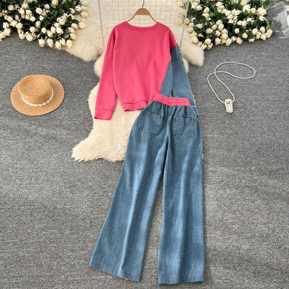 Leisure Wear Patchwork Denim 2Pcs